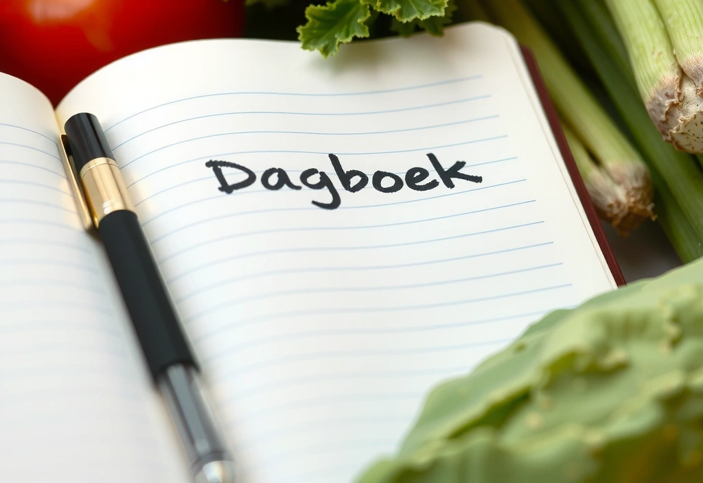 Notitieboek en verse groenten